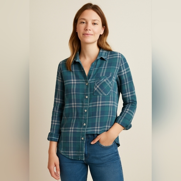 cloth & stone Tops - EUC CLOTH & STONE FLANNEL PLAID BUTTON DOWN SZ M